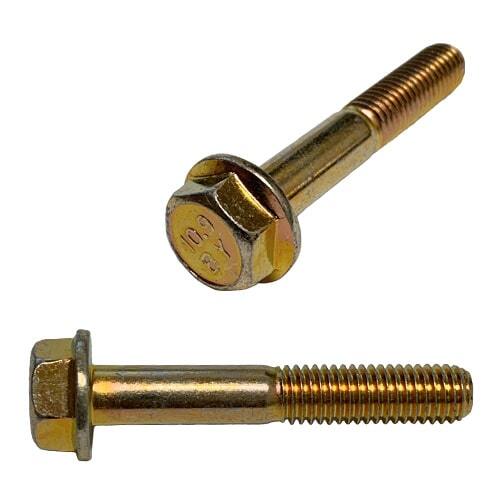 10MFB812550D6921ZY M8-1.25 X 50 mm Hex Flange Screw (PT), Non-Serrated, DIN 6921, Class 10.9, Zinc Yellow